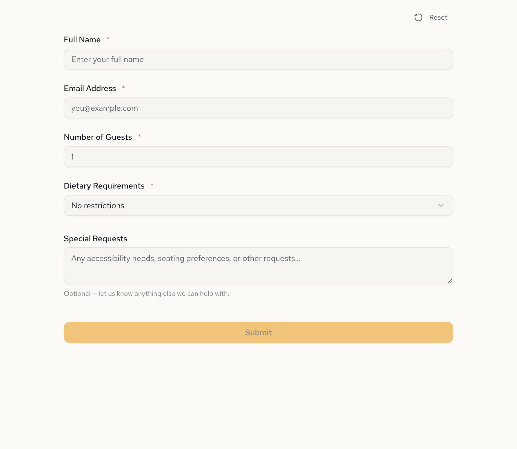 Updated event registration form now showing conditional logic